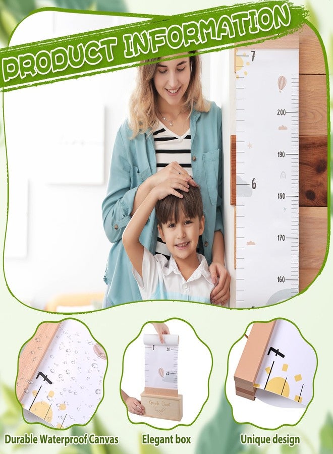 DoubleFill لوحة قياس طول الأطفال DoubleFill الجدارية مع صندوق خشبي تذكاري وخطاف، 7 أقدام، لوحة قياس طول الأطفال من القماش، لوحة تتبع نمو الطفل، ديكور جداري قابل للإزالة لغرفة الأطفال (قوس قزح). - Image 3